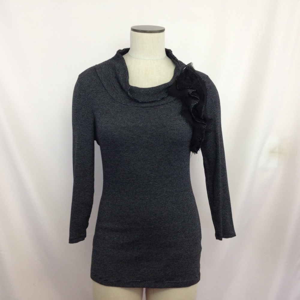 Anthropologie Delitta white and black knit top